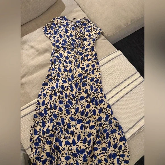 J.Crew Short-sleeve slip dress in indigo daisy print 6 - Picture 4 of 6